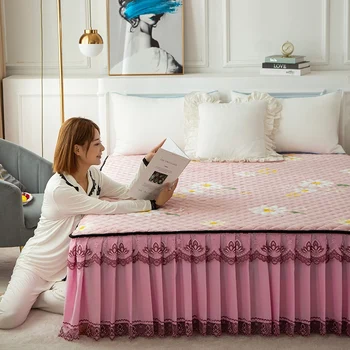 

Famvotar Fancy Cotton Quilted Lace Bedskirt 23 Styles Floral Ruffled Bed Skirt Pastoral Cotton Quilted Lace Bedspread Drop Ship