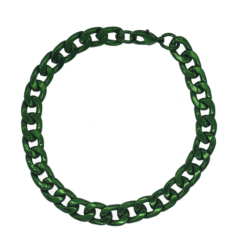 Зеленый браслет для мужчин и женщин, панцирная кубинская цепочка, мужские s женские браслеты, ювелирные изделия для мужчин