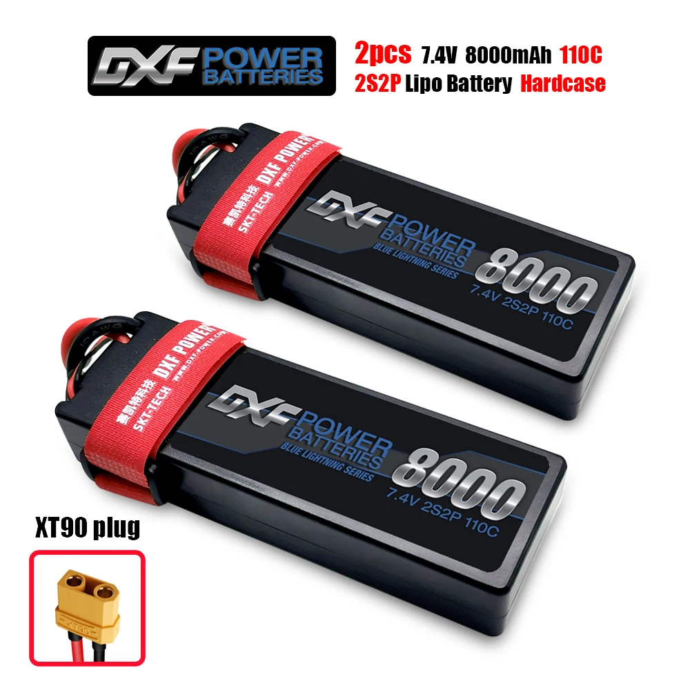 2 шт. DXF 2S 7,4 V 8000mAh 110C-220C аккумулятор жесткий чехол Deans/T XT60 XT90 XT90S TRXX для автомобиля вертолета квадрокоптера грузовика лодки - Цвет: XT90 Plug