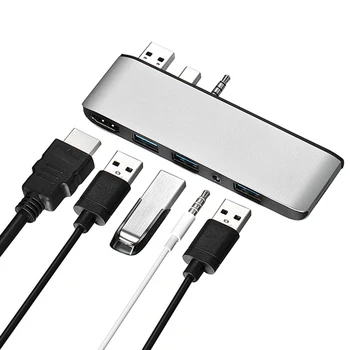 

7 in 1 HDMI 4K HD Projection Screen USB 3.0 / TF / Audio Port Converter Parts for Microsoft Surface Laptop2 Docking Station