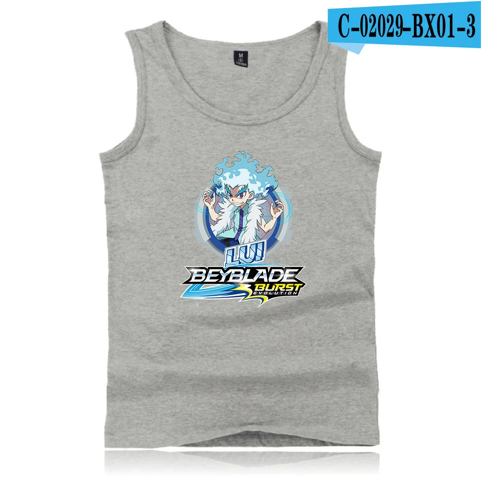 Beyblade Burst Evolution 2D печать хлопок модная мужская летняя майка с бретелями пальто без рукавов Горячая тренд Повседневная одежда жилет - Цвет: Gray