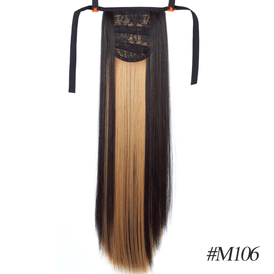 M106 MSTN 30-Inch Synthetic Hair Fiber Heat-Resistant Straight Hair With Ponytail Hair Extended Black Brown Headwear - Цвет: M106