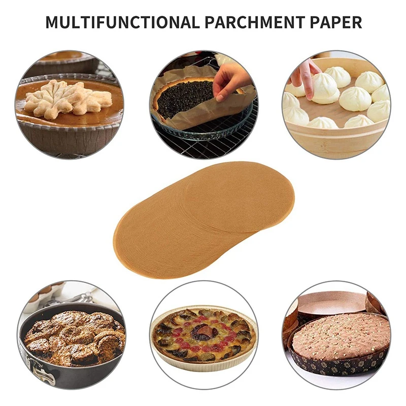 200 Pcs Unbleached Parchment Paper,Non-Stick 100 Pcs 12X16 Inches Rectangle& 100 Pcs 9 Inches Round Baking Sheets for Grilling