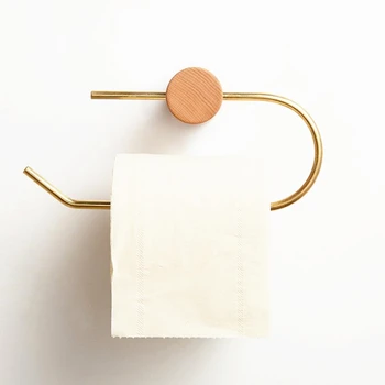 

LCH Wood Brass Toilet Paper Holder Tissue Paper Holder Toilet Roll Dispenser With Phone Storage Shelf for Bathroom Accessories