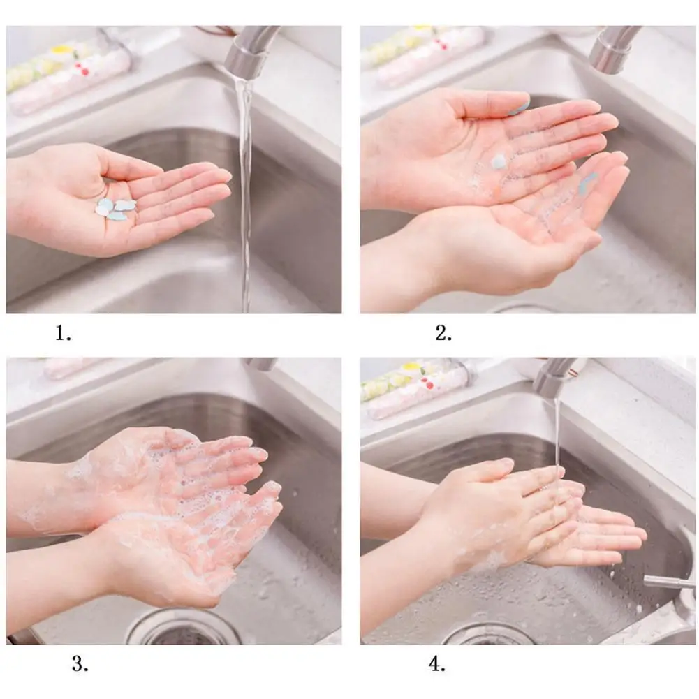 

Portable Mini Flower Paper Soap Slice Case Random Color Confetti Foaming Body Bath Cleaning For Travel Washing Hands Dish T5A1