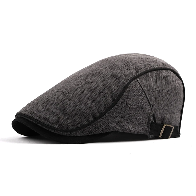 Adjustable Cotton Berets  Hats For Men Classic Spring Summer SunCaps Cotton Blend Beret Hat Flat Brim Men Berets Cap 5