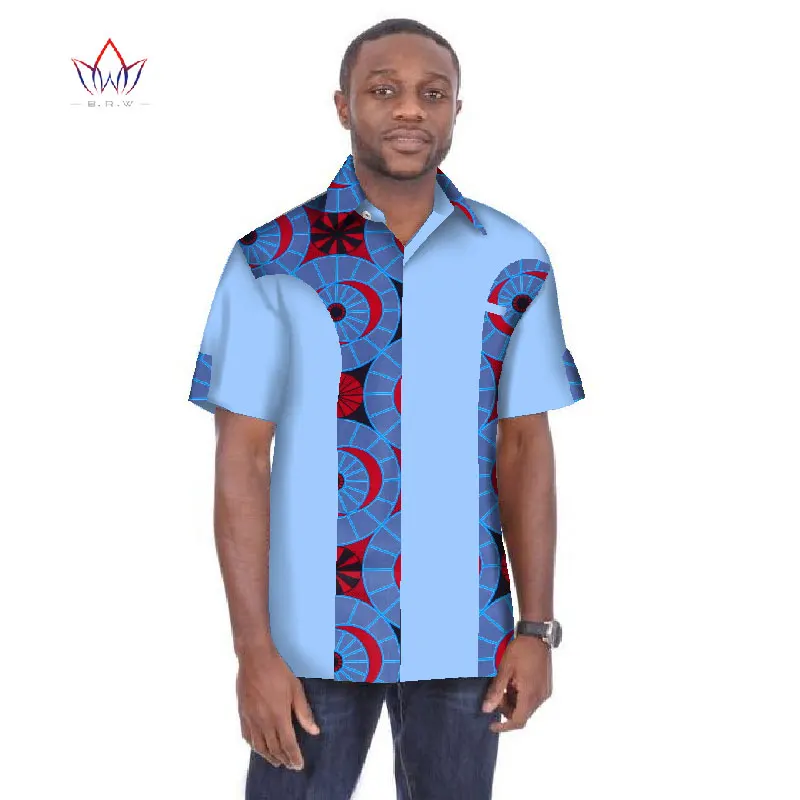 Традиционная Мужская африканская одежда мужские рубашки с коротким рукавом Дашики Мужская африканская рубашка с принтом размера плюс мужская одежда 6XL BRW WYN05 - Цвет: 17