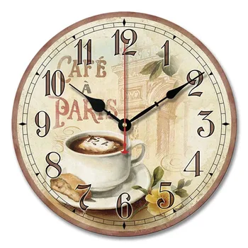 

Tulip Wall Clock 30cm Retro Wooden Quartz Silent Vintage Rustic Shabby Colorful Non -Ticking Quiet Decorative Kitchen Bedroom