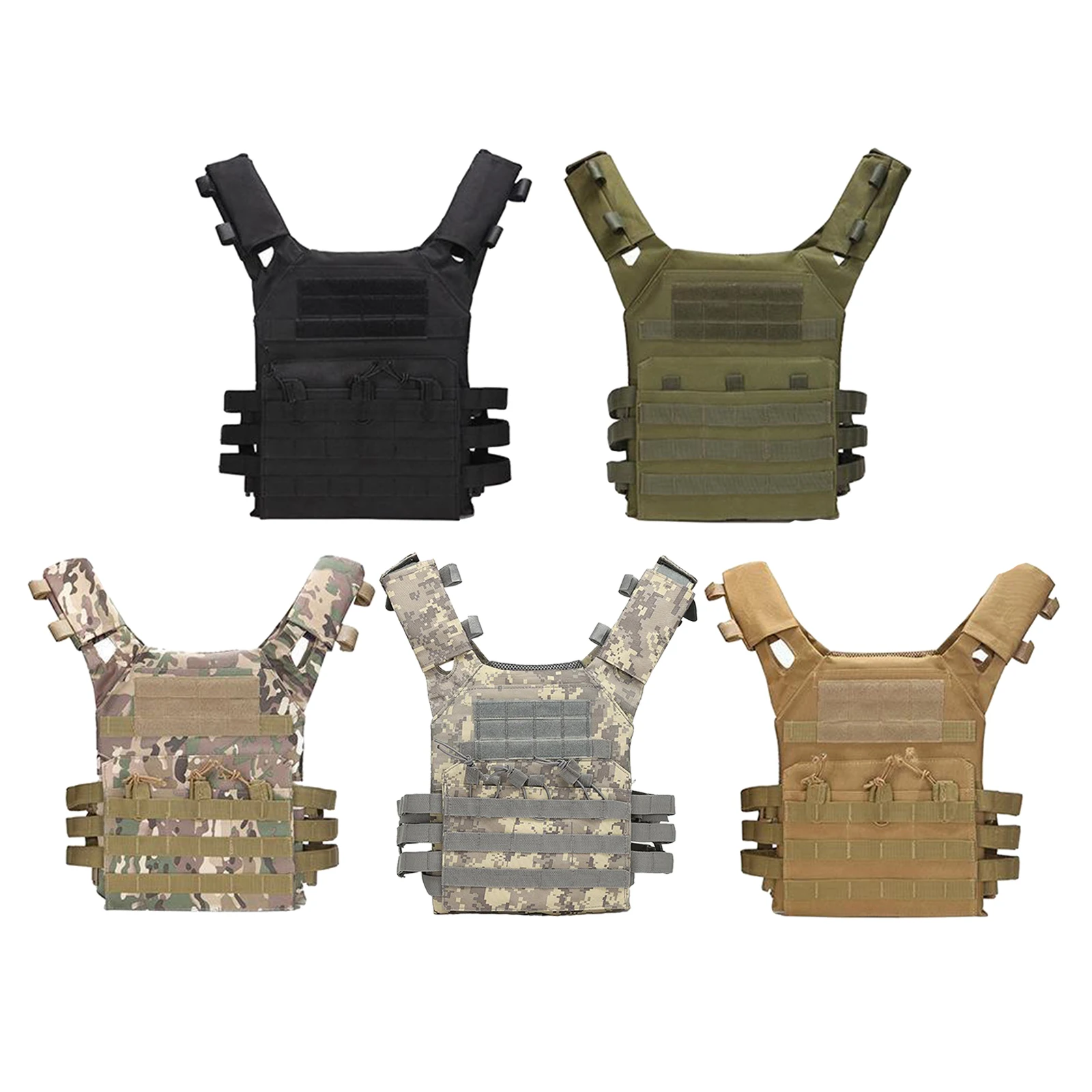 Mens Tactical Vest 800D Oxford Cloth Adjustable Belt Straps Lightweight Breathable Training 