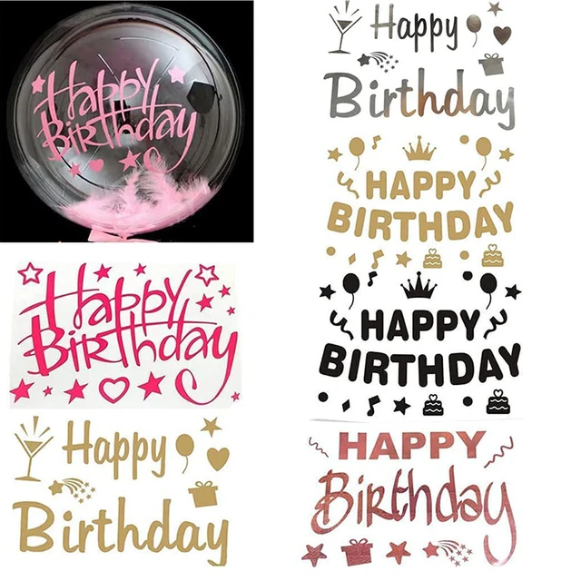 Stickers for Balloons Happy Birthday Decoration Vinyl Sticker