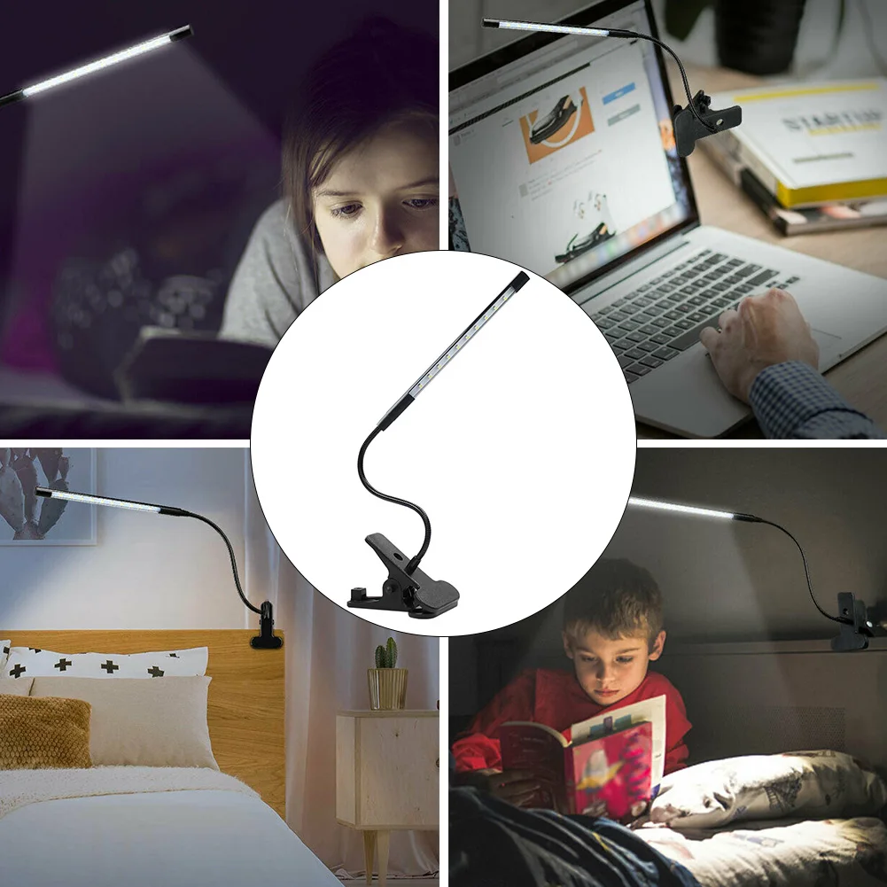 

Metal Reading Clip-on USB Charging Bed Light Led Adjustable Table Lamp Studying Flexible Rotatable Clamp Desk Home Decor