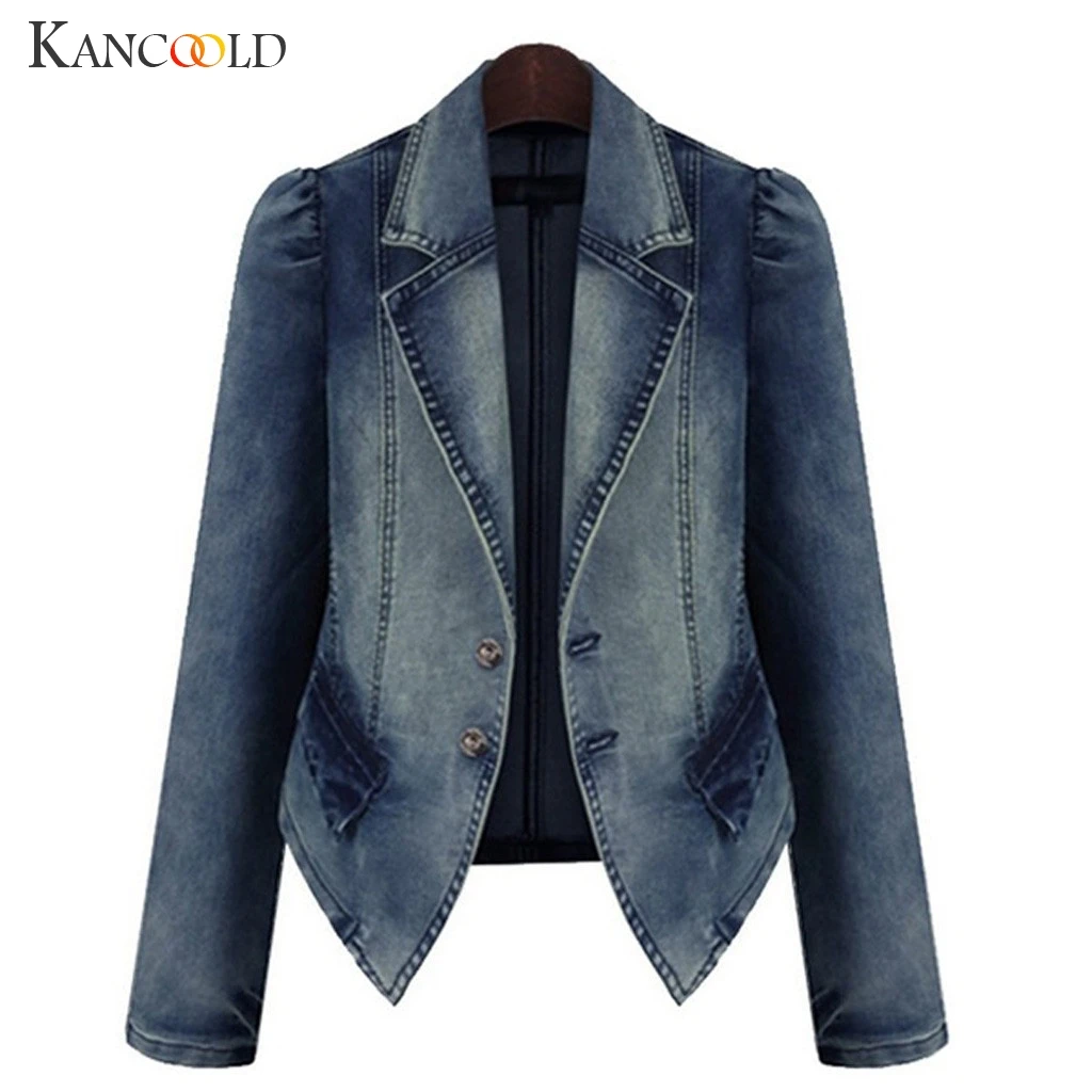 

KANCOOLD coats Plus Size Fashion Lapel Women Casual Denim Zipper Blazer Vintage Jeans new coats and jackets women 2019AUG15