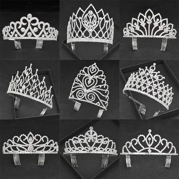 

Fashion Luxury Baroque Rhinestone Bridal Hair Accessories Silver Crown Wedding Headband Comb Bridal Headdress Princess Crown