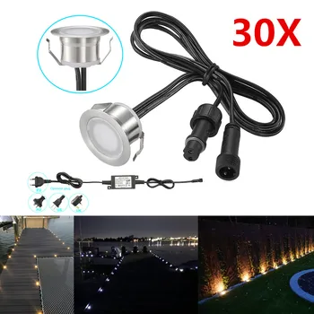 

30PCS Outdoor Stair Step Decking Underground Paver LED Light Garden Yard Patio Lighting Spot Waterproof Stainless Steel 12V