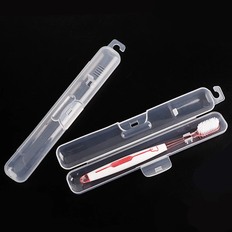 Soporte portátil para cepillos de dientes, estuche de Caja de almacenamiento transparente práctico, contenedor para cepillos de dientes, organizador de utensilios para el baño, 1 unidad