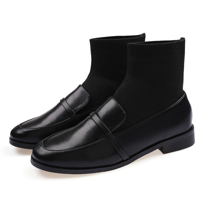 

Winter Socks Shoes Women Autumn Fashion Black Non Slip Mid Sock Tube Leather Furry Shoe Female