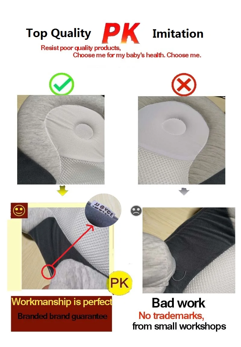 Baby Stereotypes Pillow Infant Newborn Anti-Rollover Mattress Pillow for 0-12 Months Baby Sleeping Positioning Pad Cotton Pillow