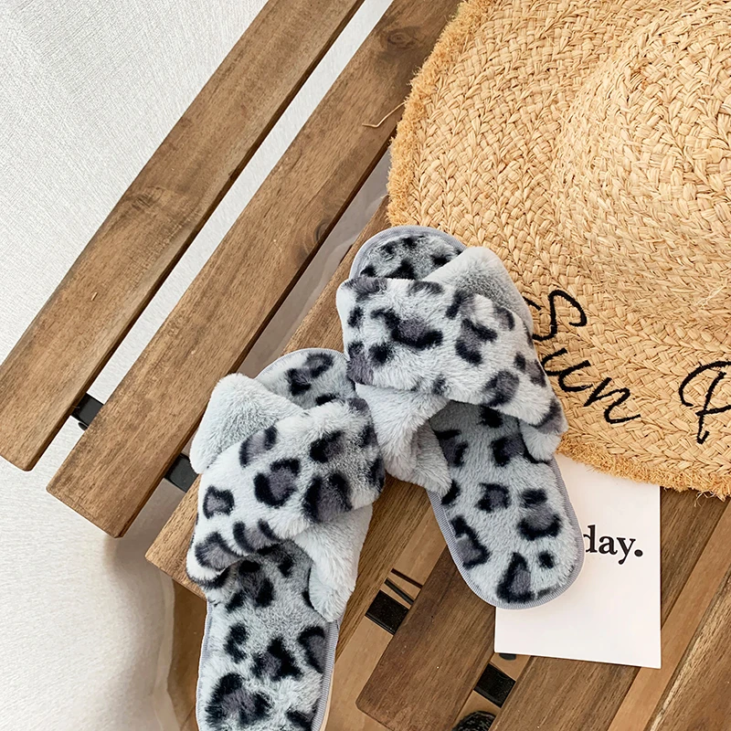 LazySeal/ г. Зимние домашние теплые меховые тапочки женская обувь женские домашние тапочки леопардовые женские шлепанцы теплая Домашняя обувь для женщин