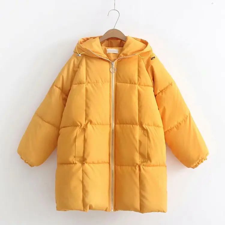 

Korean-style Winter New Style Raglan Sleeve Hooded down Feather Cotton Jacket Mid-length Loose And Plus-sized Cotton-padded Clot
