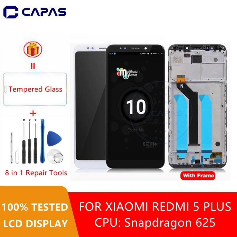 100% протестированный для Xiaomi Redmi 5 Plus ЖК дисплей + рамка 10 сенсорный экран Redmi5