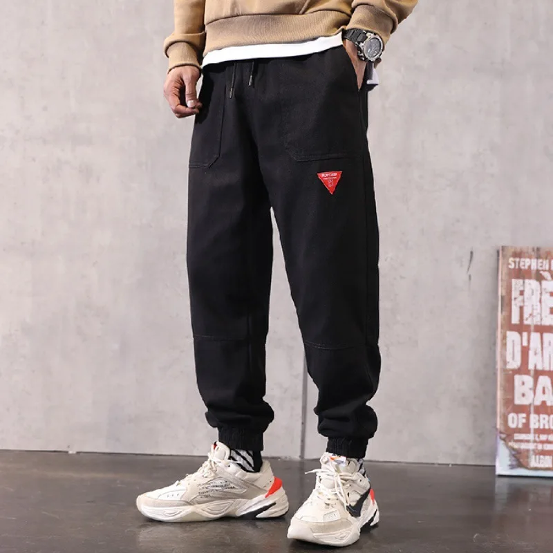 

2019 Early Autumn-Harem Pants Men's Versatile Fashion Army Green Simple Casual Pants Men's Beam Leg Drawstring Waistband Loose-F