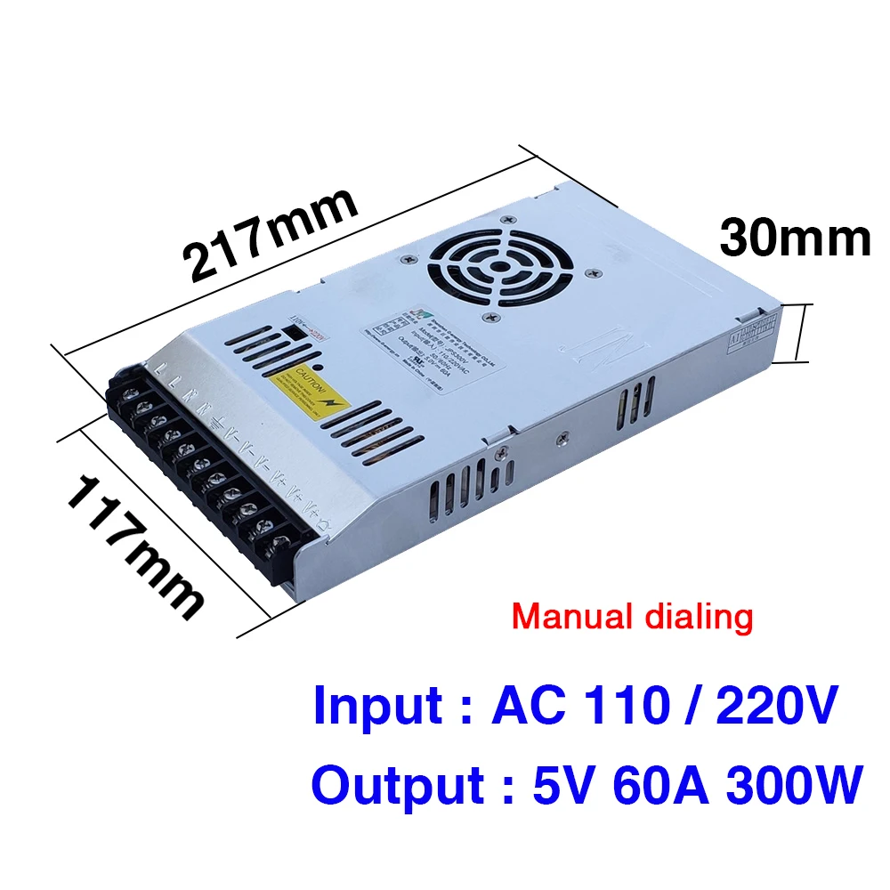 G-energy LED 디스플레이 스위칭 입력 전압, LED 디스플레이 또는 카드용 비디오 전원 공급 장치, JPS300V, AC110V, AC220V 에서 5V, 60A, 300W