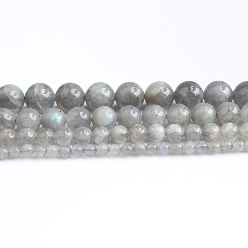 

LanLi Fashion natural light grey Spectrolite stones Loose Beads 4 6 8 10 12mm be fit for DIY bracelet necklace Accessories