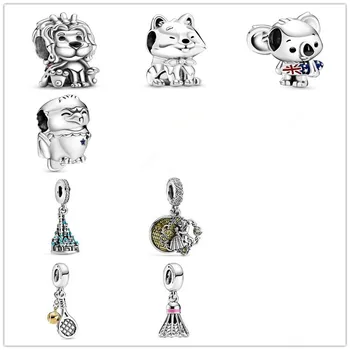 

925 Sterling Silver Charm 2020 Pre-Autumn Tennis Racket Dangle Beads Fit Pandora Bracelet & Necklace Jewelry