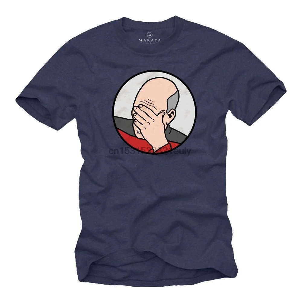 Классная мужская футболка Picard Epic с забавными звездами и мемами синий