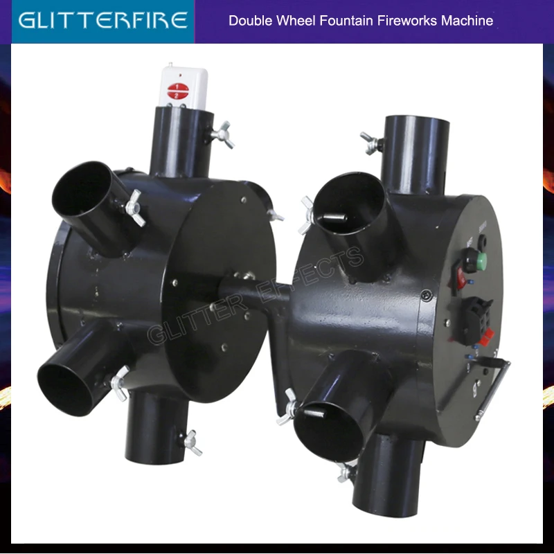 Wedding cold pyro fountain remote control double wheel pyrotechnics systems stage flame fire fireworks ignition system machine