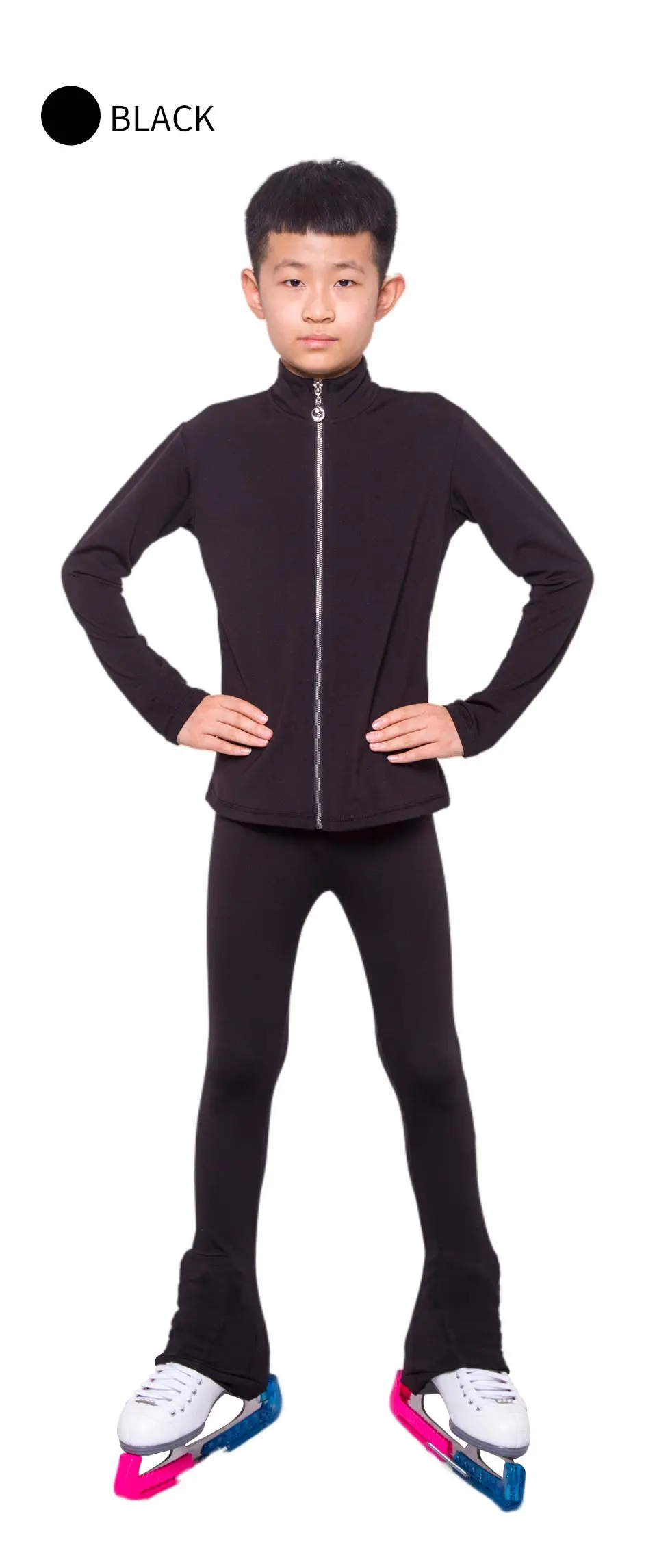 Figure skating suit men's black velvet breathable sweat absorbing four seasons hot drilling skating training pants suit