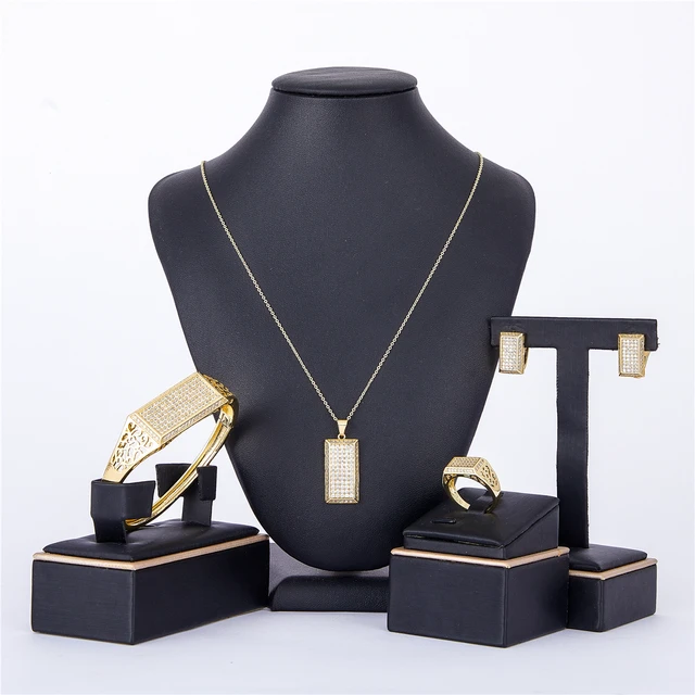 2021 July Trend Of 18k Gold Jewelry Sets A Of Women Accessories Necklace Earrings Ring Bangle On Hand - Jewelry Sets - AliExpress