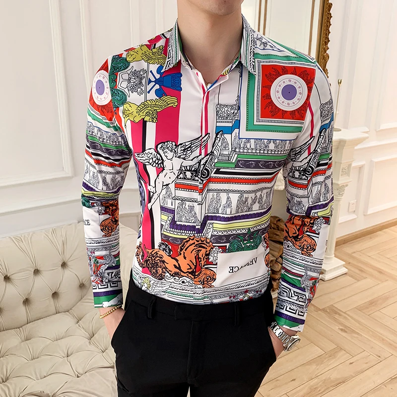 Мужская рубашка Camisa Masculina с длинным рукавом, четыре приталенных повседневных рубашки, летняя брендовая Новая мужская Клубная футболка