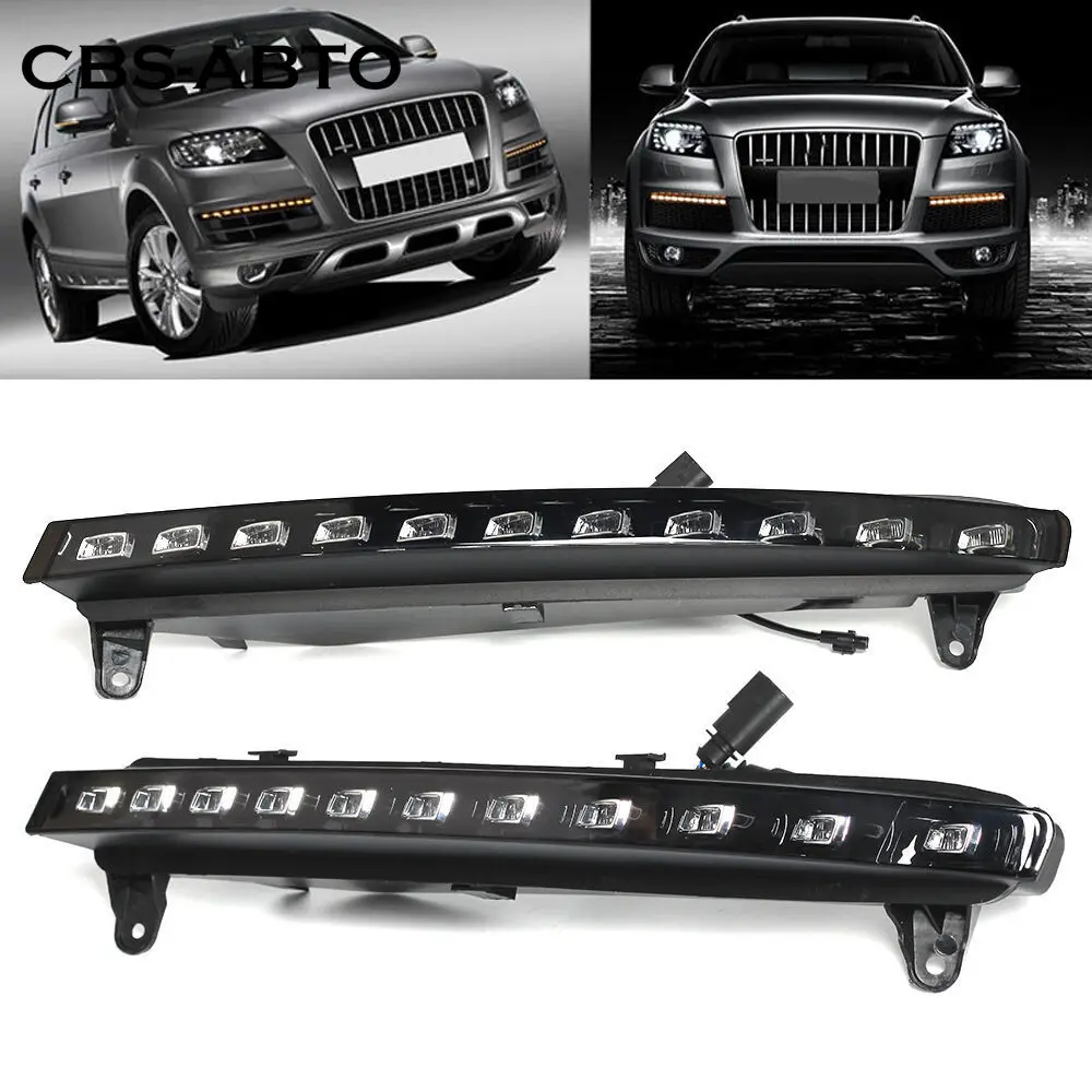 

For Audi Q7 LED DRL 2006-2009 Car Daytime Running Light White DRL Yellow Turn Signal Switchback auto Fog light car accessories