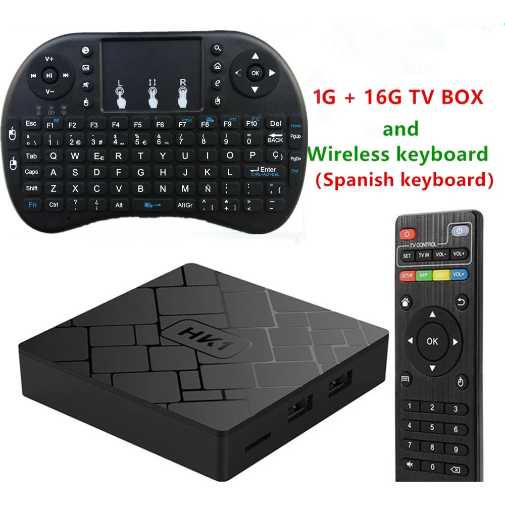 with Spanish keyboar Android Smart tv BOX S905W 1 ГБ ОЗУ 16 Гб ПЗУ ТВ приемник 4K 2160P HDMI Wifi медиаплеер youtube Skype больше бесплатных приложений более стабильный - Цвет: with Spanish keyboar