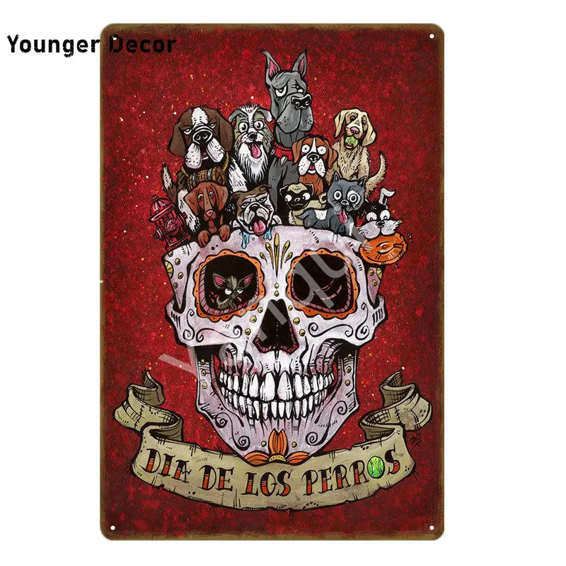 Мексиканская культура Декор День мертвых винтажная табличка сахарный череп
