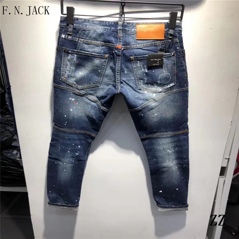 F. N. JACK, новинка, модные мужские джинсы, стильные рваные брюки-карандаш, обтягивающие, обтягивающие, хип-хоп, джинсовые, в горошек, с дырками, низкие, повседневные джинсы, горячая распродажа