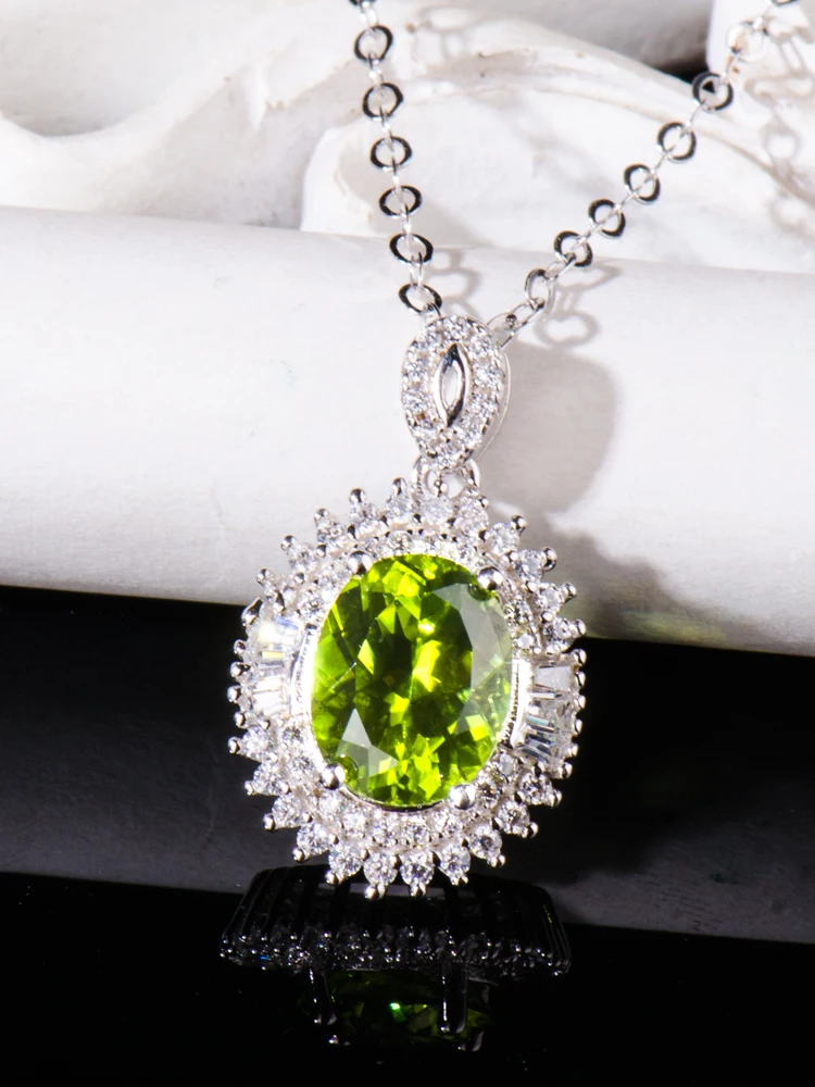 Подвески из натурального перидота подвески оливина для женщин Настоящее серебро