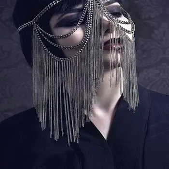 

Punk Party Mask Personality Hair Accessories Alloy Chain Headwear for Nightclub Dance Party