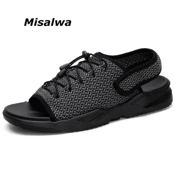 

Misalwa Retro Green Red Casual Slides Men's Summer Sandals Fabric Soft Fashion Sneakers Half Slipper Young Men Stylish Shoes