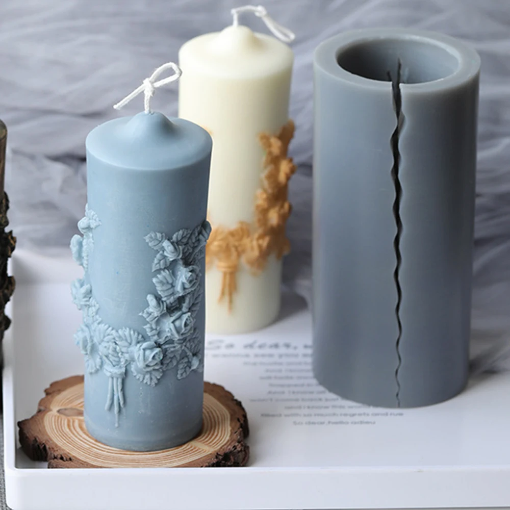 3D Candle Mold Carved Cylindrical Scented For Making Hand-made Candles Diy Aroma Wax Soap Molds | Дом и сад
