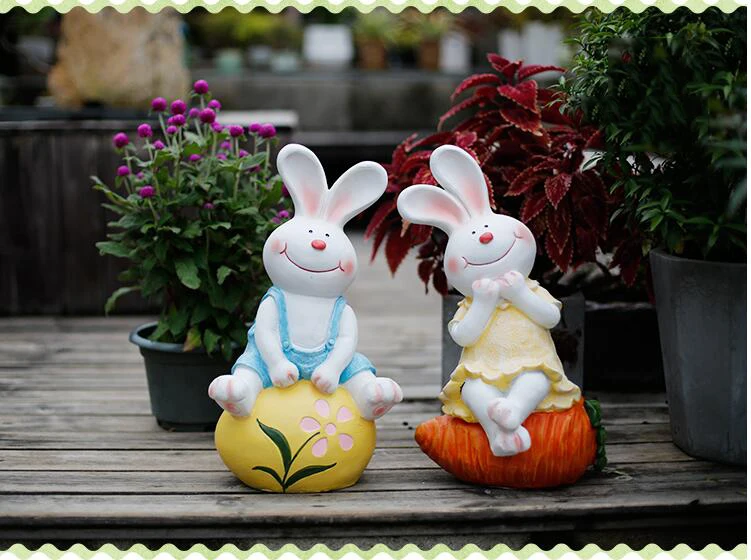 Пасторальный Reisn мультфильм милое животное, кролик украшения цветочного горшка открытый сад зеленый суккуленты украшения интерьера