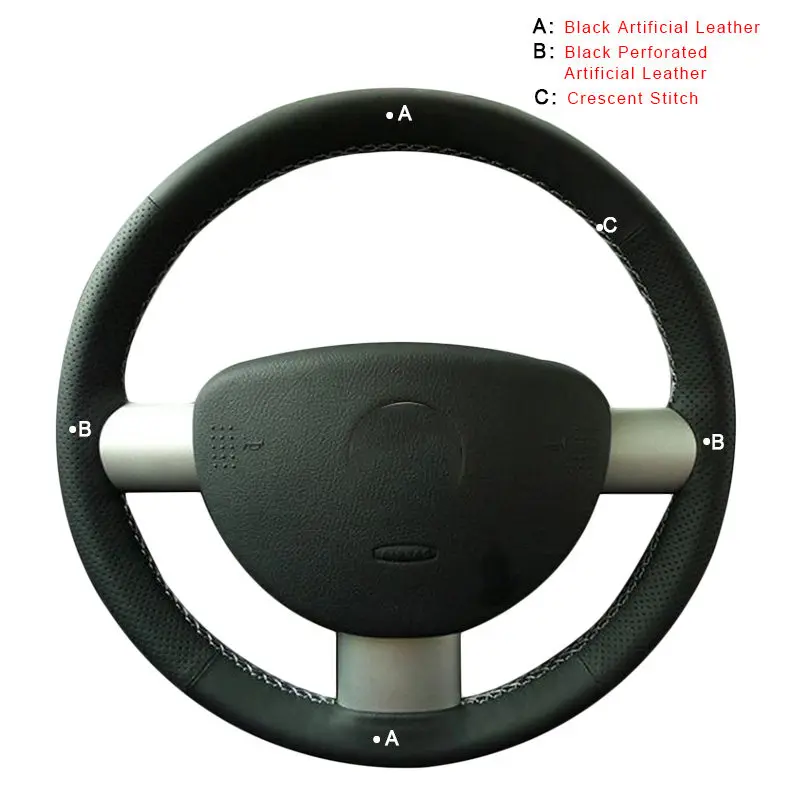 Автомобильная Оплетка на руль Крышка для VW Volkswagen Жук 2003-2010 Авто плетение чехлы авто-Стайлинг, аксессуары для интерьера - Название цвета: Artificial Leather