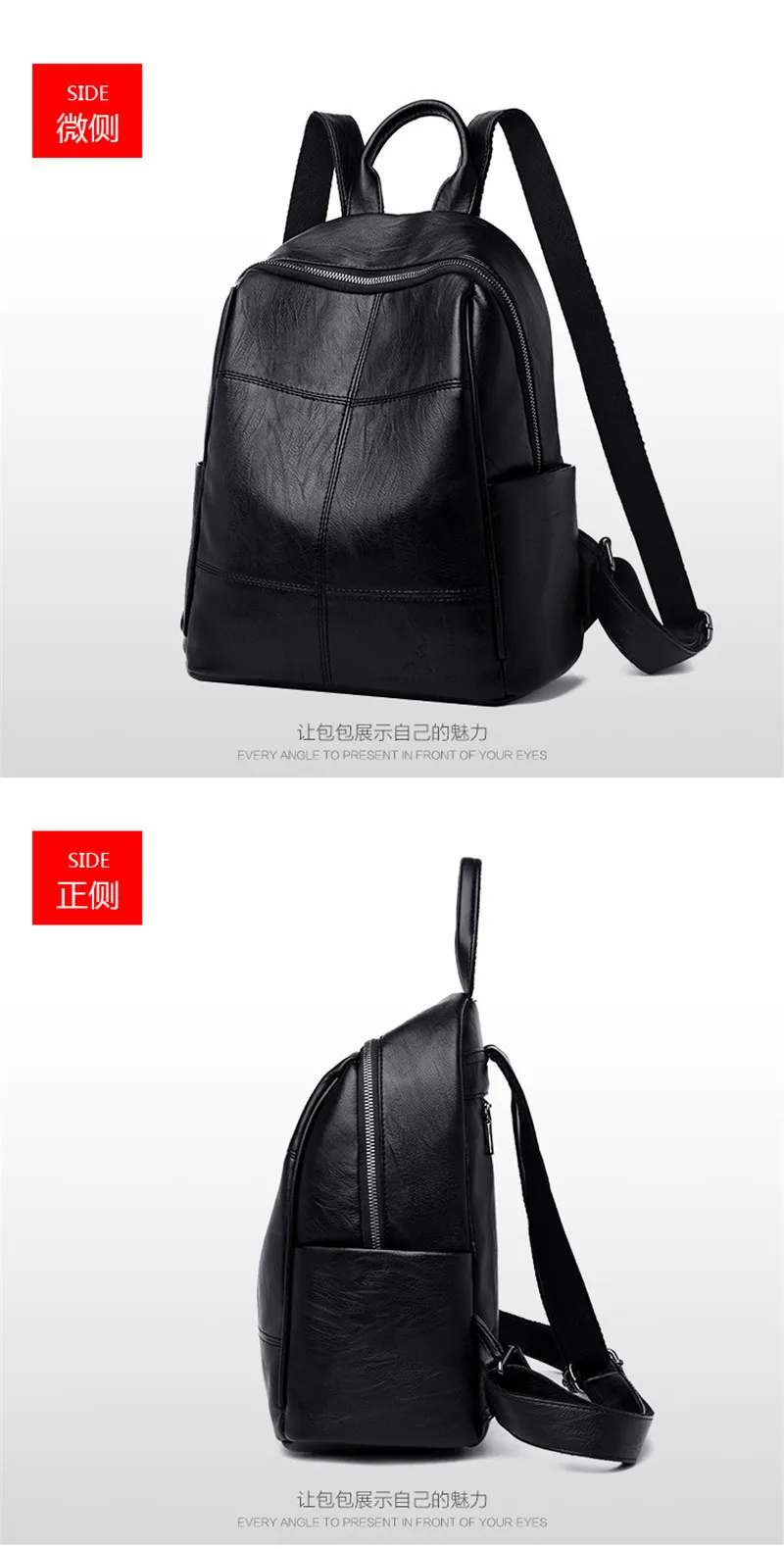 Простые черные женские кожаные рюкзаки Sac A Dos, многофункциональный рюкзак для путешествий, школьные сумки на плечо для девочек, Mochila Feminina