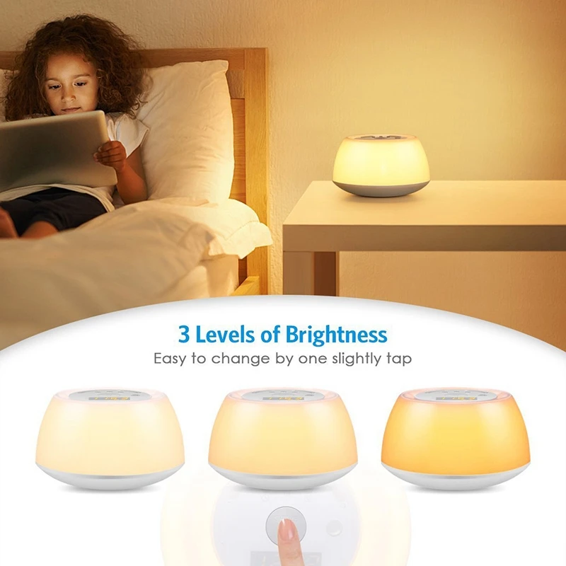 Wake Up Light Alarm Clock, Clock Function Sleep Assist Bedside Lamp, Level 3 Brightness, 8 Natural Sounds, 256 Colors of Bedroom