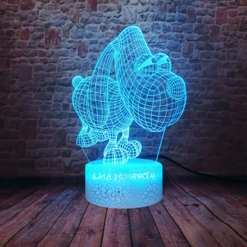 Kwaii 3D иллюзия светодиодный настольный ночник красочный меняющийся свет флэш-модель собака фигурки и игрушки животных