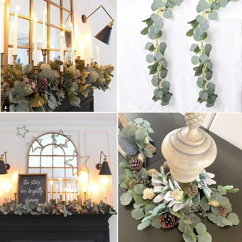 1.9M Artificial Green Eucalyptus Garland Leaves Vine Fake Vines Rattan Artificial Plants Ivy Wreath Wall Decor Wedding Decor (11)