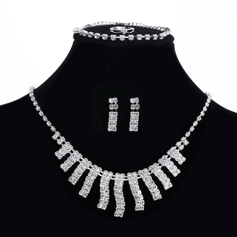 MINHIN австрийский кристалл свадебные комплекты украшений для женщин Bijoux аксессуары для бракосочетания сверкающие посеребренные кулон ожерелье наборы - Окраска металла: 730