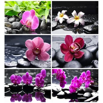 

Huacan 5d Diy Diamond Painting Flower Embroidery Water And Stone Mosaic Floral Home Decoration Diamond Art