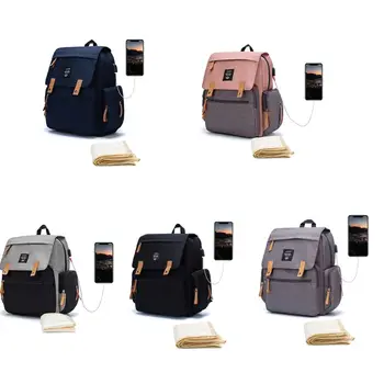 

Multifunctional Baby Diaper Mummy Backpack Large Capacity USB Port Nappy Bag X5XA